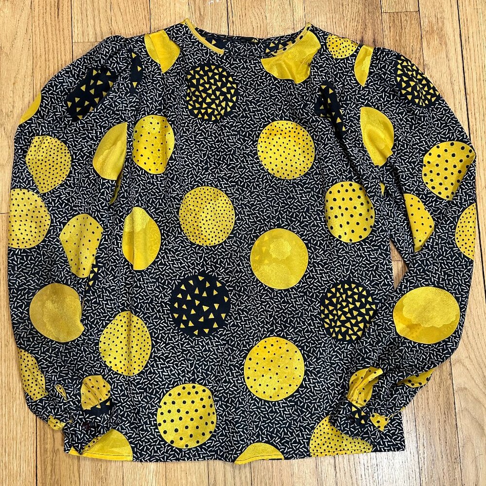Black and Yellow Geometric Print Women's Top